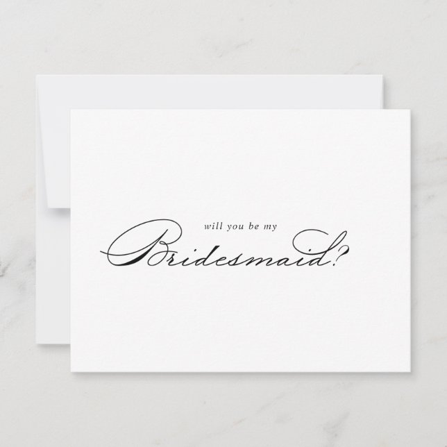 Elegante caligrafía Bridesmaid Tarjeta de Nota de  (Anverso)