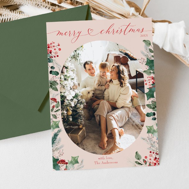 Elegante caligrafía cardíaca Pastel Merry Navidad (Subido por el creador)