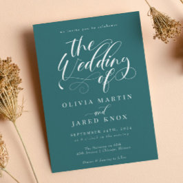 Elegante caligrafía clásica invitación a la boda