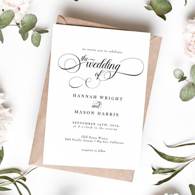 Elegante caligrafía clásica invitación a la boda (Subido por el creador)