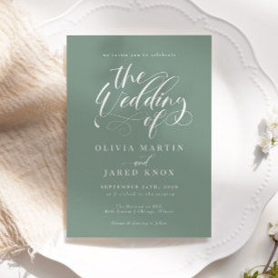 Elegante caligrafía clásica invitación a la boda