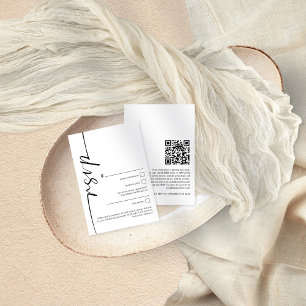 Elegante caligrafía Código QR Boda RSVP Tarjeta