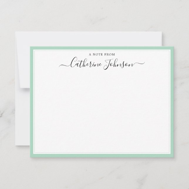 Elegante Caligrafía De Guión Una Nota De Mint Gree (Anverso)
