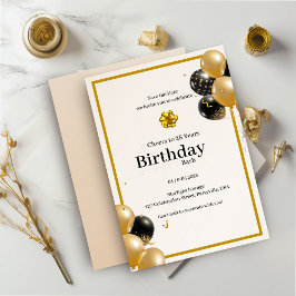 Elegante caligrafía de oro Invitación de cumpleaño