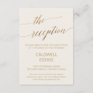 Elegante caligrafía de oro   Recepción de marfil
