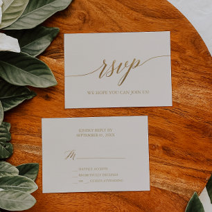 Elegante caligrafía de oro Tarjeta RSVP simple d