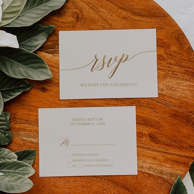 Elegante caligrafía de oro | Tarjeta RSVP simple d (Subido por el creador)