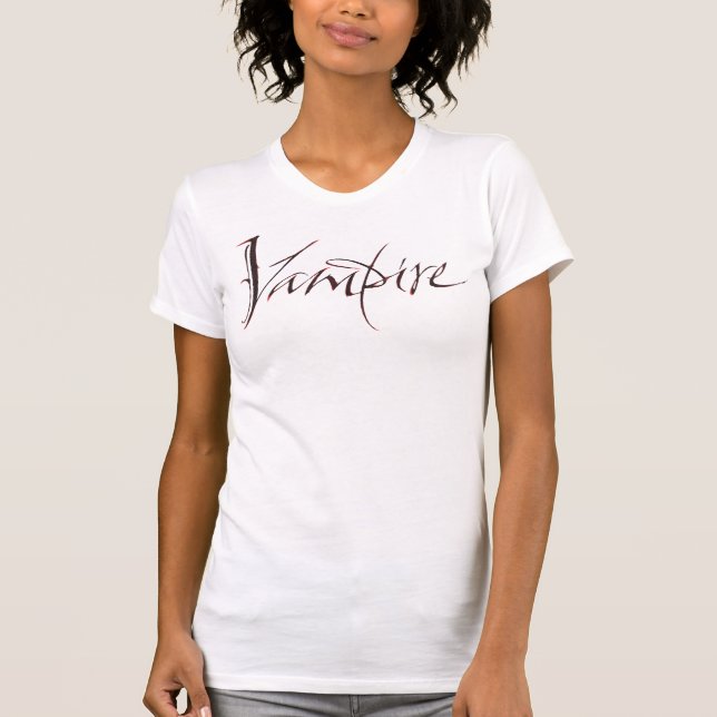 Elegante caligrafía de sangre Vampire camiseta de  (Anverso)