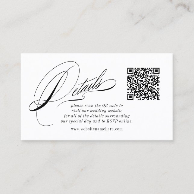 Elegante Caligrafía Detalles Tarjeta de gabinete d (Anverso)