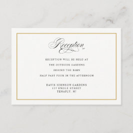 Elegante caligrafía dirección de recepción dorada
