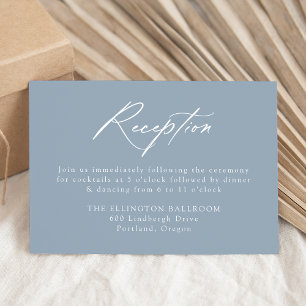 Elegante caligrafía Dusty Blue Wedding Recepción