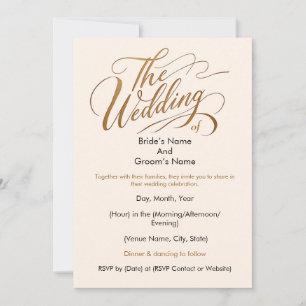 Elegante caligrafía "El Boda de" invitación