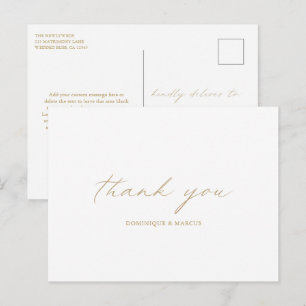 Elegante Caligrafía en Oro Tarjeta de Agradecimien