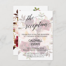 Elegante caligrafía Faded Floral Tarjeta de recepc