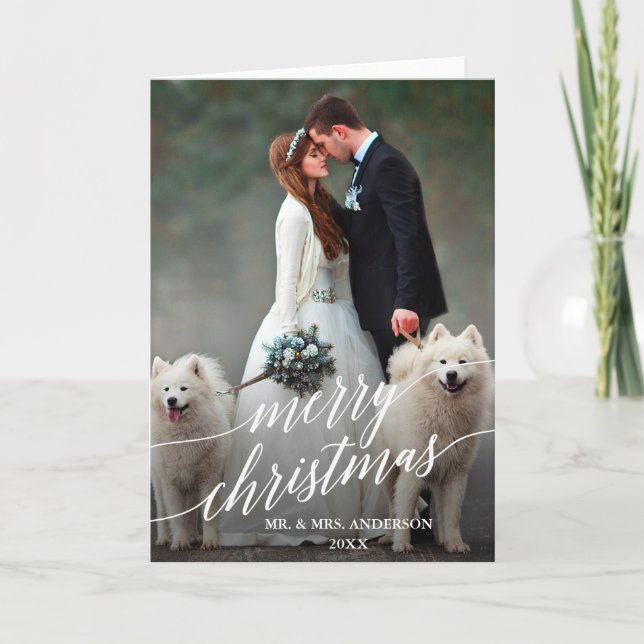 Elegante caligrafía Feliz Boda de Navidad (Anverso)