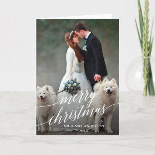 Elegante caligrafía Feliz Boda de Navidad