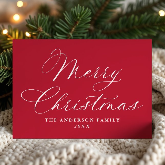 Elegante caligrafía Feliz Navidad Rojo No Foto (Subido por el creador)