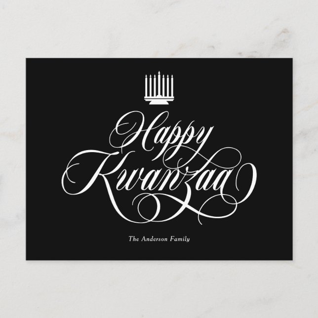 Elegante caligrafía Feliz postal de Kwanzaa (Anverso)