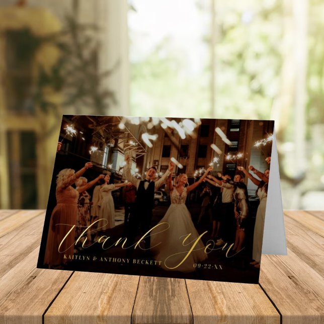 Elegante caligrafía foto de boda personalizada Gra (Subido por el creador)