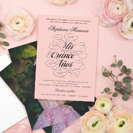 Elegante caligrafía Foto Invitación a Quinceañera