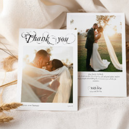 Elegante caligrafía fotográfica 2 Gracias tarjeta