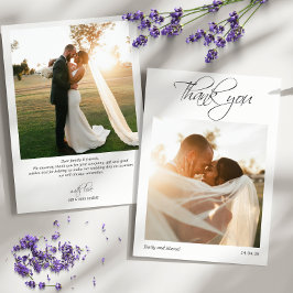 Elegante caligrafía fotográfica 2 Gracias tarjeta 