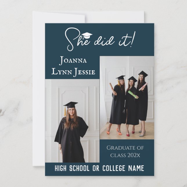 elegante caligrafía - Graduación de la invitación  (Anverso)