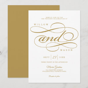 Elegante caligrafía guión de boda invitación