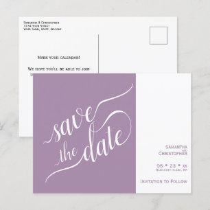Elegante Caligrafía Lavanda Tarjeta de Boda Guarda