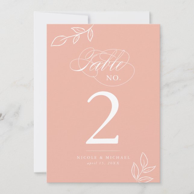 Elegante caligrafía Melón color rosa número de mes (Anverso)