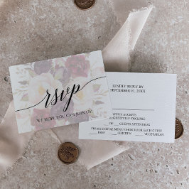 Elegante caligrafía Menú Floral Tarjeta RSVP