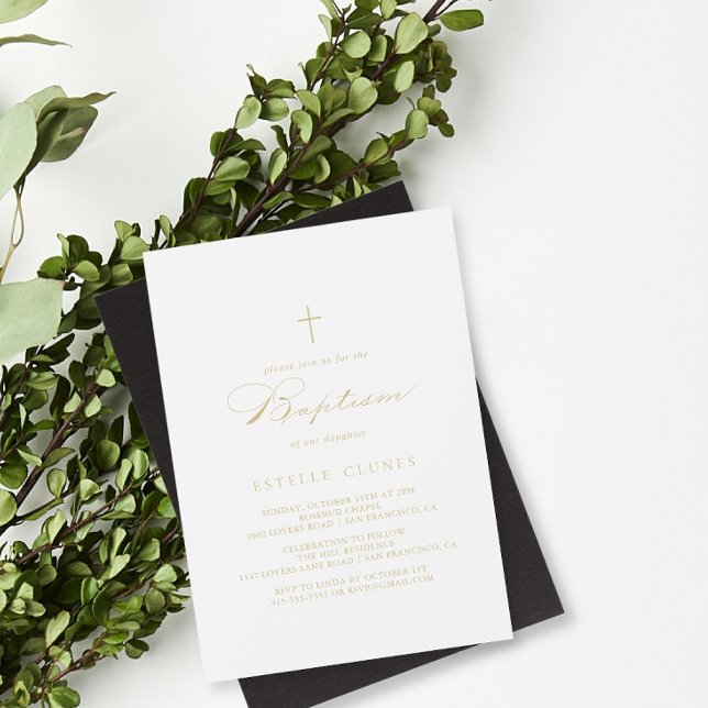 Elegante caligrafía moderna Invitación al bautismo (Subido por el creador)