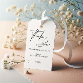 Elegante Caligrafía Negra Gracias Etiqueta De Favo