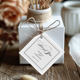 Elegante caligrafía negra Gracias etiquetas de fav