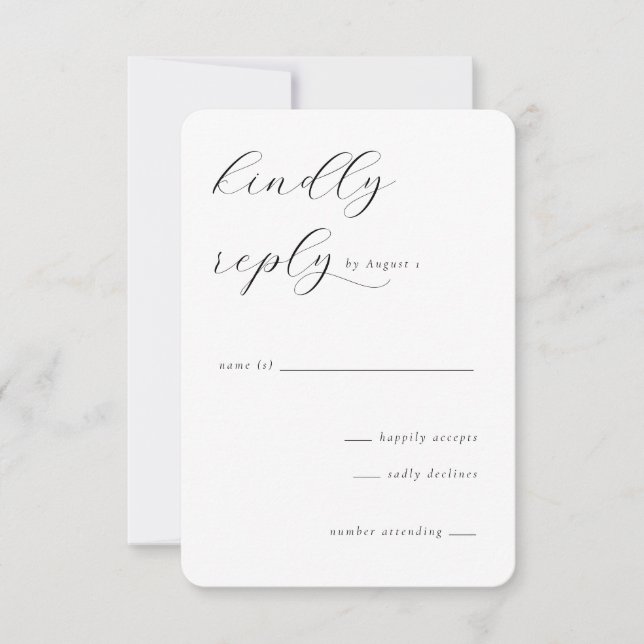 Elegante Caligrafía Negra RSVP (Anverso)