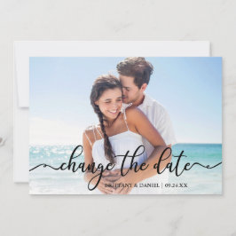 Elegante Caligrafía Nueva Fecha Cambiar La Tarjeta