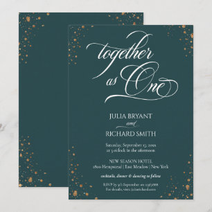 Elegante caligrafía oro Confetti invitación Minima