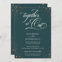 Elegante caligrafía oro Confetti invitación Minima