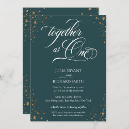 Elegante caligrafía oro Confetti invitación Minima