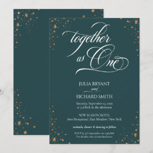 Elegante caligrafía oro Confetti invitación Minima