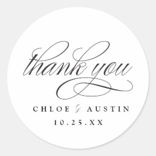 Elegante caligrafía pegatinas de la boda blanca ne