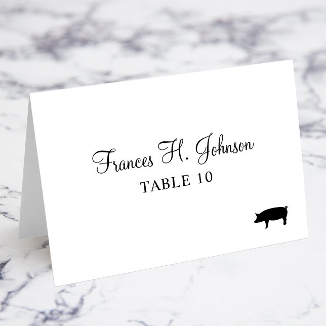 Elegante caligrafía Pork Meal Choice Tarjetas de L (Elegant Calligraphy Pork Meal Choice Place Cards)