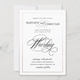 elegante caligrafía rosa invitación a la boda de o