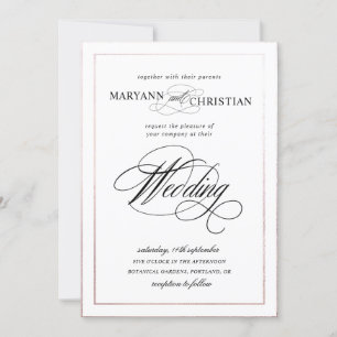 elegante caligrafía rosa invitación a la boda de o