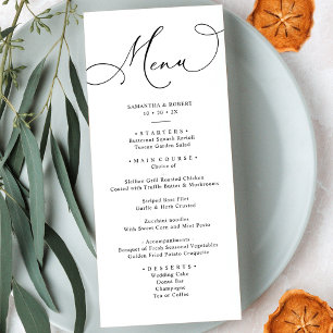Elegante caligrafía Rústico Sabor Menú Boda Verde