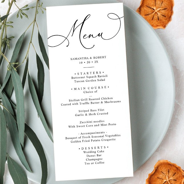Elegante caligrafía Rústico Sabor Menú Boda Verde (Subido por el creador)