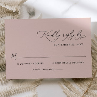 Elegante caligrafía Script Dusty Rosa Wedding RSVP