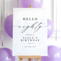 Elegante caligrafía Señal de bienvenida de 80 cump