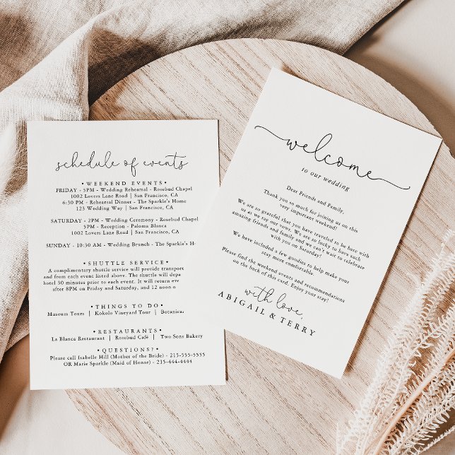 Elegante caligrafía simple Boda carta de bienvenid (Subido por el creador)