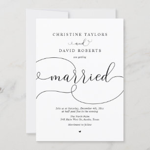 Elegante caligrafía, simple invitación Boda modern